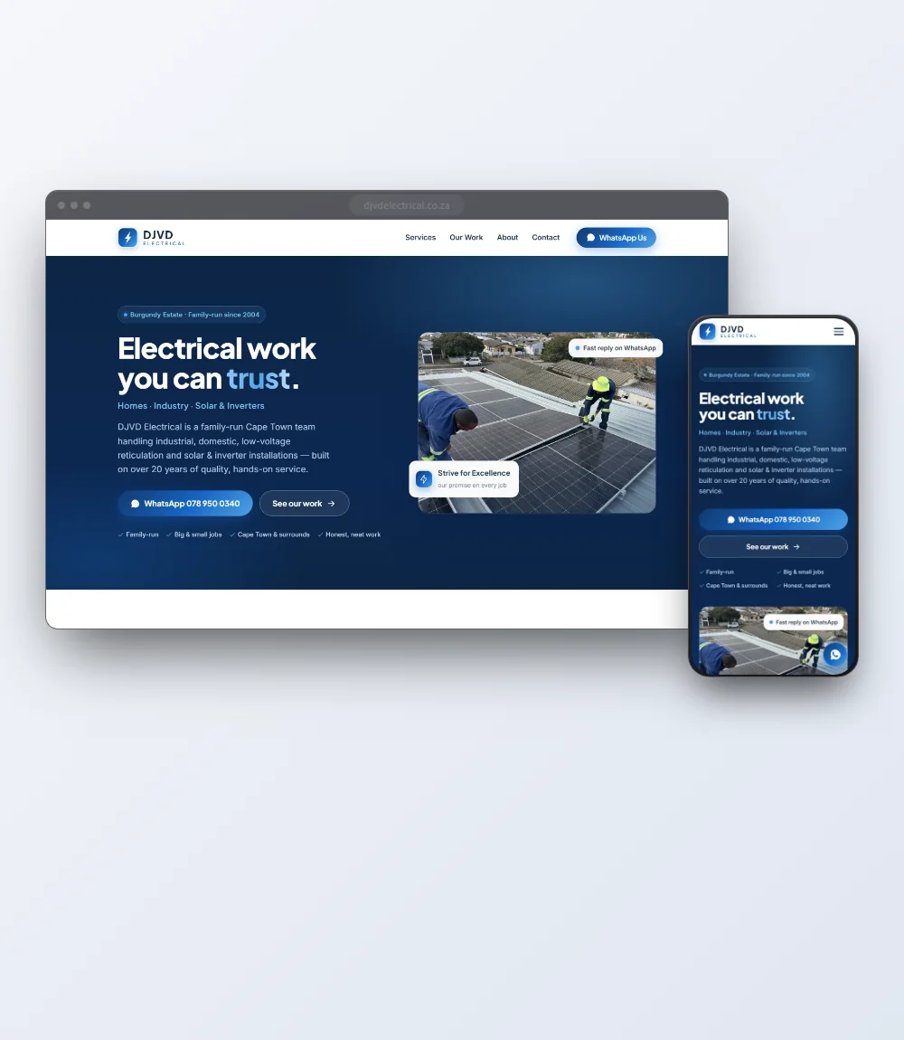 DJVD Electrical website by X Digital